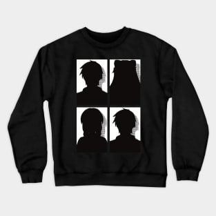 All Main Characters from More than a married couple, but not lovers or Fuufu Ijou, Koibito Miman: Akari Watanabe, Shiori Sakurazaka, Jirou Yakuin and Minami Tenjin in Black and White Silhouette Design Crewneck Sweatshirt